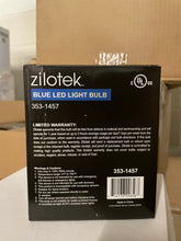 Load image into Gallery viewer, 1 cs of 12 Zilotek BLUE LED Light bulbs 353-1457 13W 120v Indoor/Outdoor E26 base
