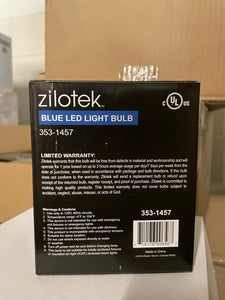 1 cs of 12 Zilotek BLUE LED Light bulbs 353-1457 13W 120v Indoor/Outdoor E26 base