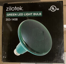 Load image into Gallery viewer, 1 case of 12 Zilotek GREEN LED light bulbs 353-1458, 13W, 120v, Indoor/Outdoor, E26 base