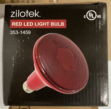 Load image into Gallery viewer, 1 case of 12 Zilotek RED LED light bulbs 353-1459, 13W, 120v, Indoor/Outdoor, E26 base