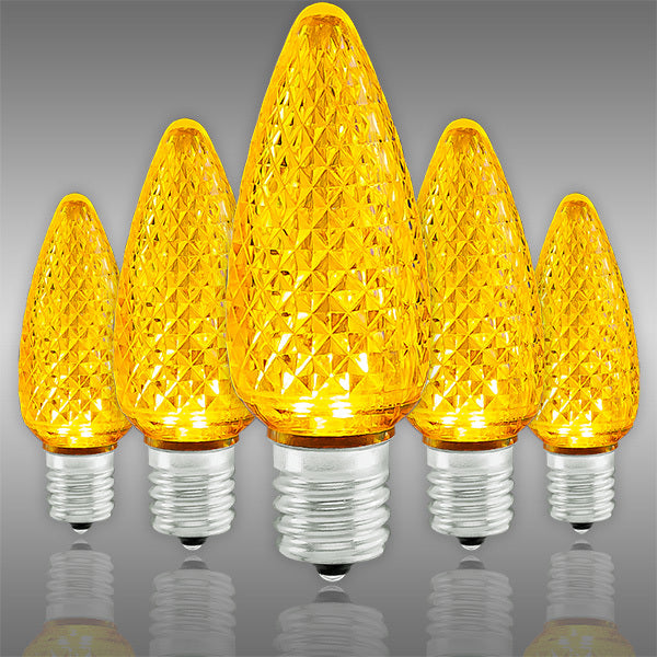 1 cs 500 American Lighting NC9D-LED-YE TRANSPARENT FACETED Yellow LED C9 Bulbs