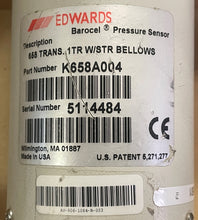 Load image into Gallery viewer, Edwards Barocel Pressure Sensor 658 Trans 1TR W/STR Bellowsa ows K658A004 5114484