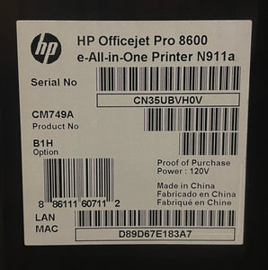 Hewlett Packard HP OfficeJet PRO 8600 e-All-in-One Printer FREE SHIPPING
