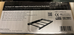 StarTech 1U Fixed 19" Adjustable Depth Universal Server Rack Rails, UNIRAILS1U