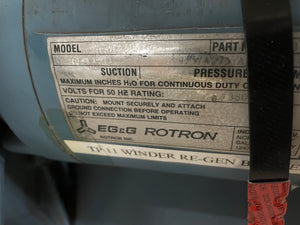 EG&G Rotron 8-353065-40 DR 6006 Regenerative Blower 3HP 3450/2850RPM