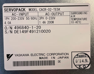 YASKAWA ServoPack CACR-02-TE5K Servo Drive 496840-1-20